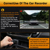 Instructions for formatting a car recorder showing a prompt on a screen and a hand plugging in a charger.