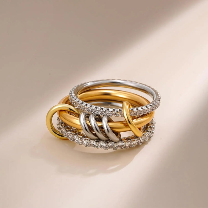 Stainless Steel Cubic Zirconia Stackable Rings
