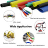 Assortment kit of heat shrink tubing for wire protection, showing various colors and applications like repair, insulation, an