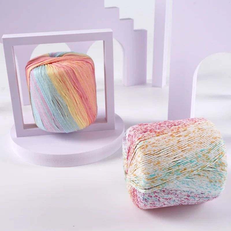 Pearl Rainbow Gradient Cotton Yarn - Soft Hand Knitting Thread