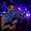 Holographic Folding Hand Fan with UV Glow Effect