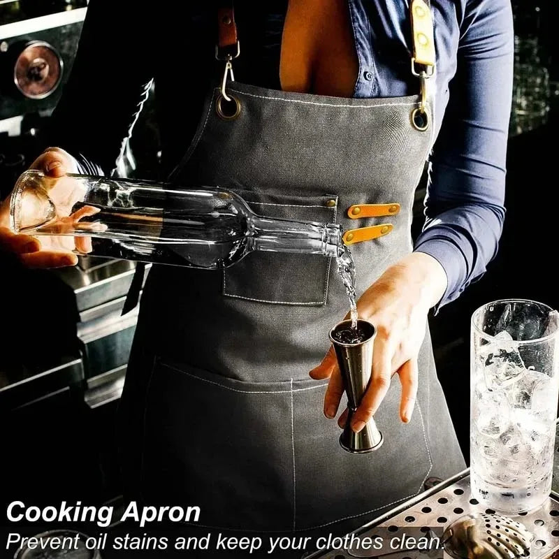 Durable Canvas Kitchen Apron with Pockets