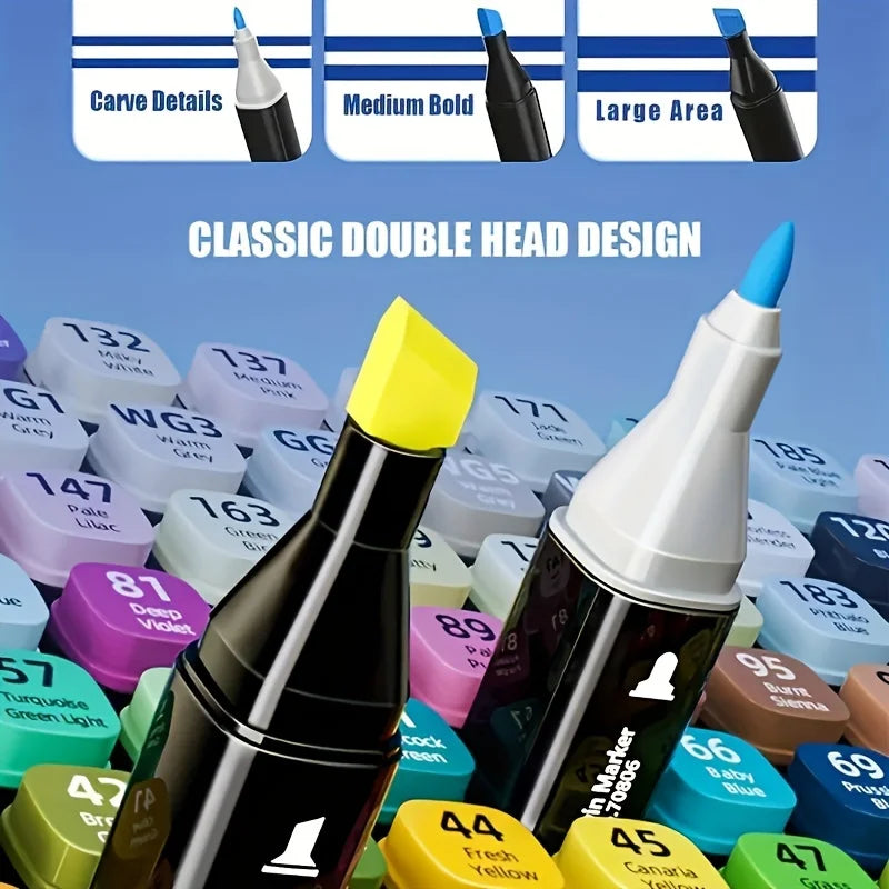 Dual-Tip Permanent Markers – 12 Color Art Set for Drawing & Crafting