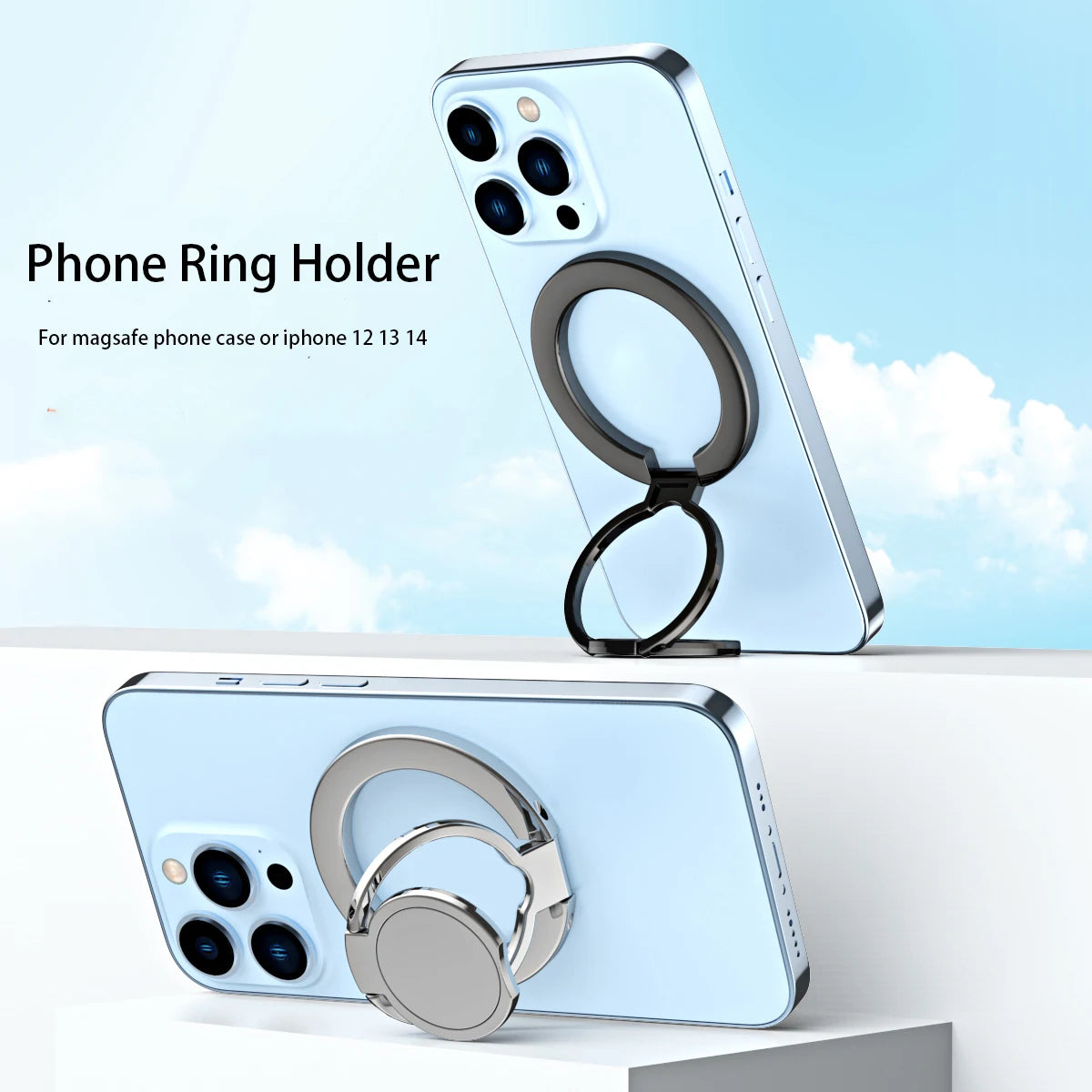 Magnetic Phone Finger Ring Holder with Foldable Stand