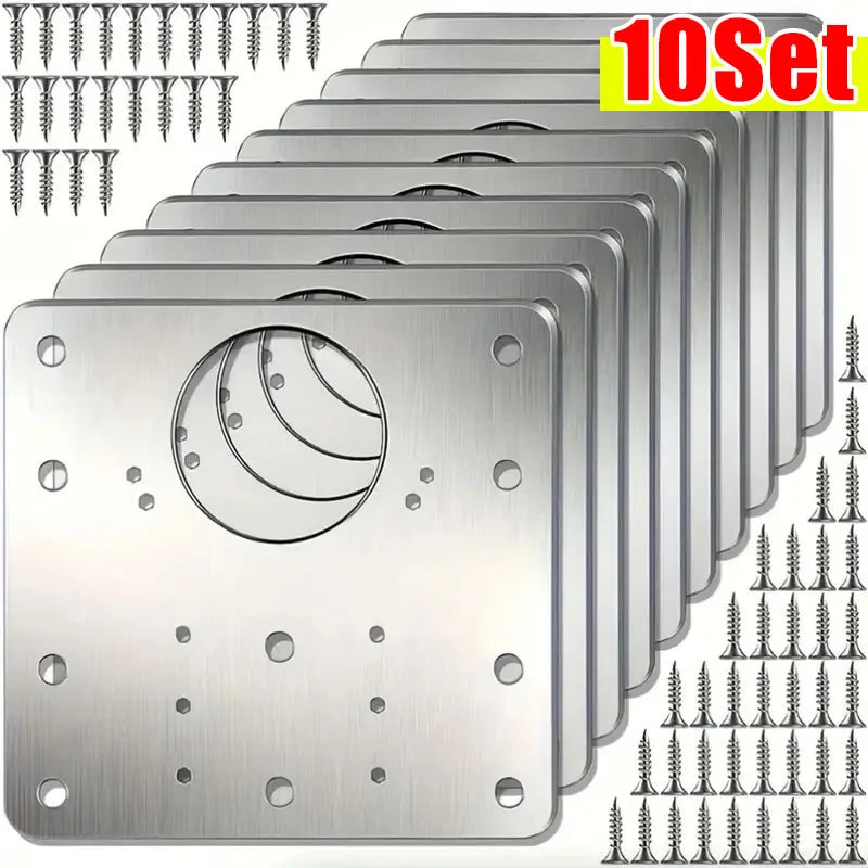 Stainless Steel Hinge Repair Plate Set for Cabinet Doors