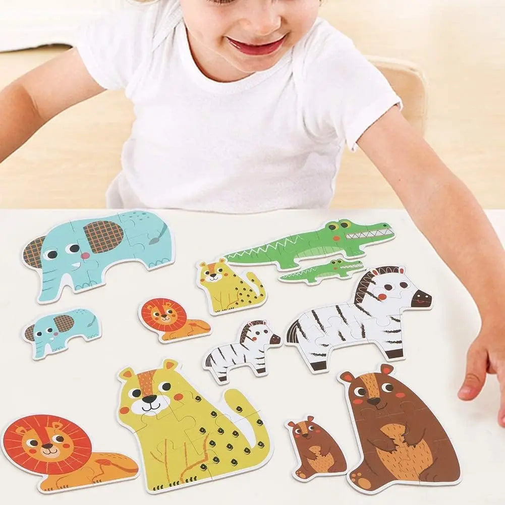 Wooden Animal Jigsaw Puzzles for Toddlers – Set of 6