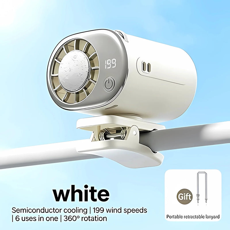 Mini Portable Clip-On Fan with 360° Rotation