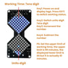 An LED matrix digital hourglass circuit board with labeled keys for controlling working time and units digit.