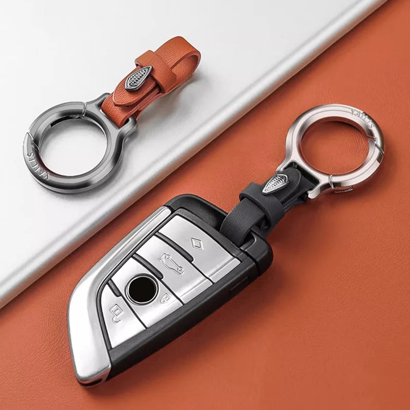 Premium Leather Keychain with Carabiner Clip