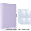 A purple shell photocard album featuring one shell and twenty-five inner pages.