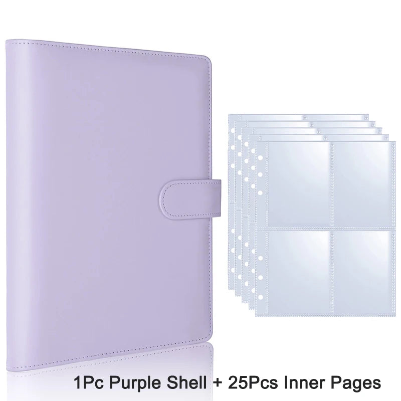 A purple shell photocard album featuring one shell and twenty-five inner pages.