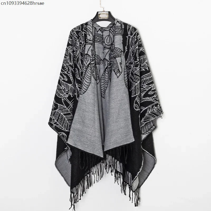 Men's Vintage Fringe Cape Coat