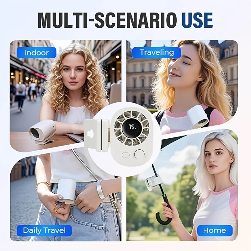 360° Rotatable Clip-On Car Fan with USB Rechargeable Battery