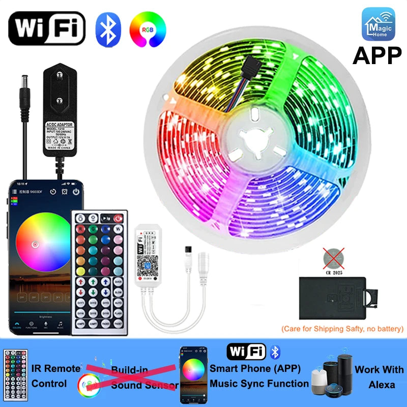 شريط LED RGB ذكي يعمل بتقنية WiFi مع مزامنة الموسيقى