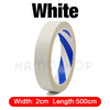 White self-adhesive PU leather repair patch roll with blue stripes, measuring 2cm wide by 500cm long.