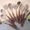 Silikon-Küchenutensilien-Set mit Holzoptik