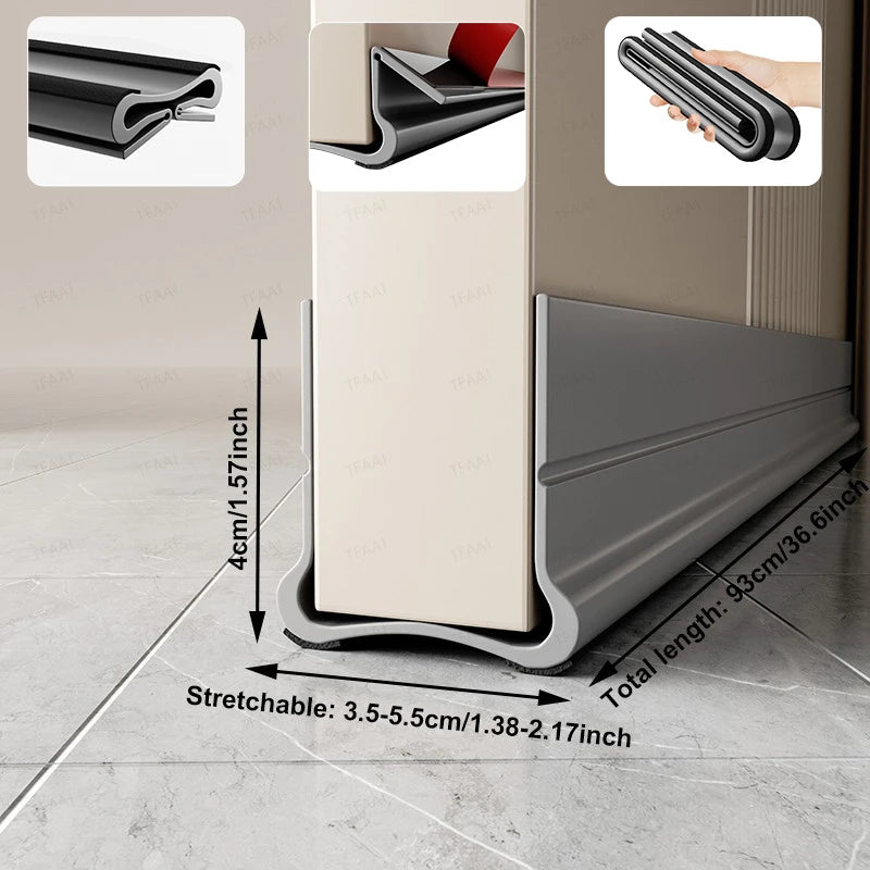 Flexible Door Draft Stopper with Soundproofing Seal