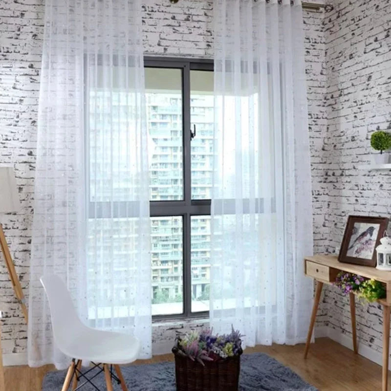 Silver Star Sheer Curtain with Hot Stamping Detail