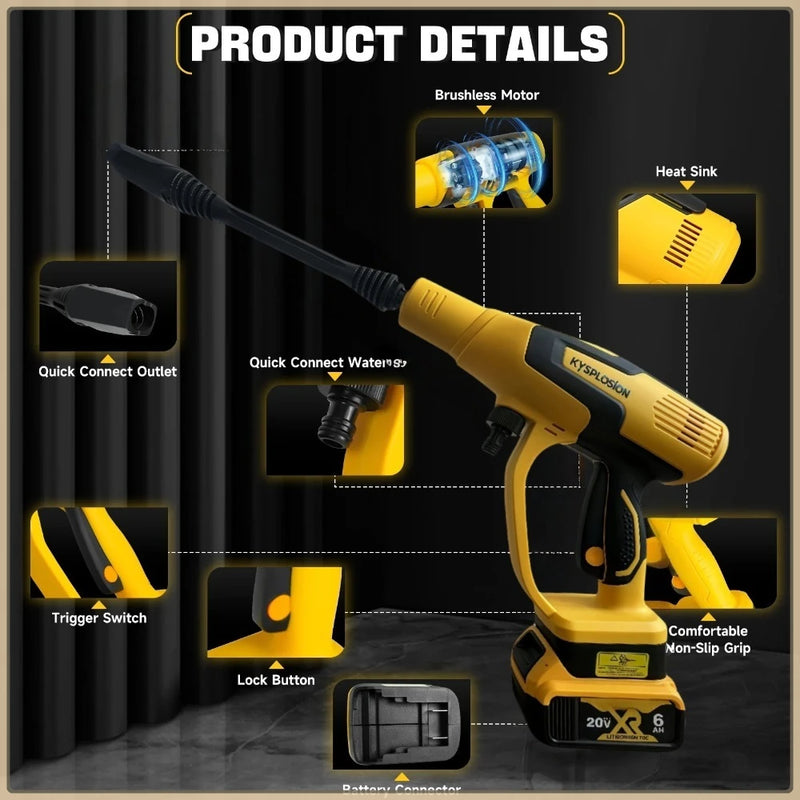 Cordless Portable Pressure Washer for Cars and Outdoor Cleaning