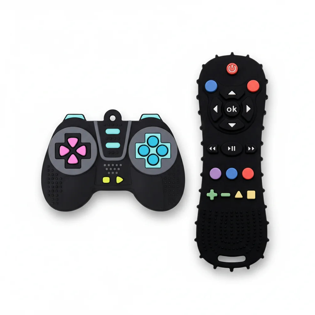 2-Piece Baby Teether Set – Silicone Remote & Game Controller