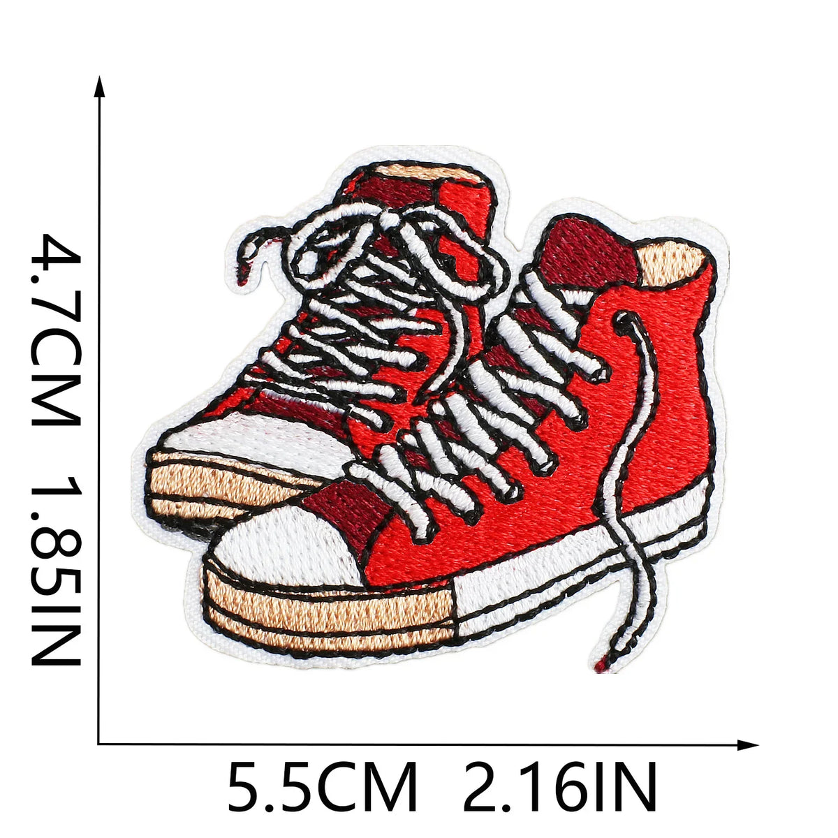 Red 3D Embroidered Iron-On Patches for Clothing & Crafts