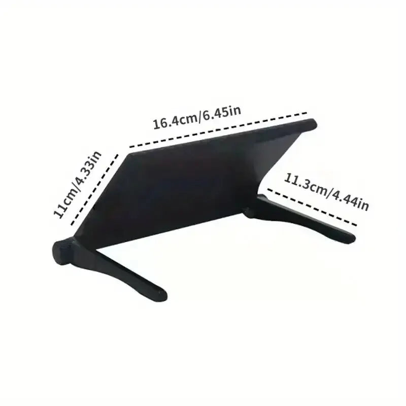 Schwarzes vielseitiges Computer- und TV-Bildschirm-Lagerregal mit Maßen 16,4 cm x 11,3 cm.