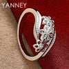 925 Sterling Silver Flower Ring with Zircon Stone