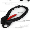 Black tactical rifle sling featuring nylon webbing, elastic rubber, mixed ropes, and a steel metal connecting ring and buckle