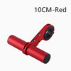 A red aluminum alloy bicycle handlebar extender mount with a black eyepiece.