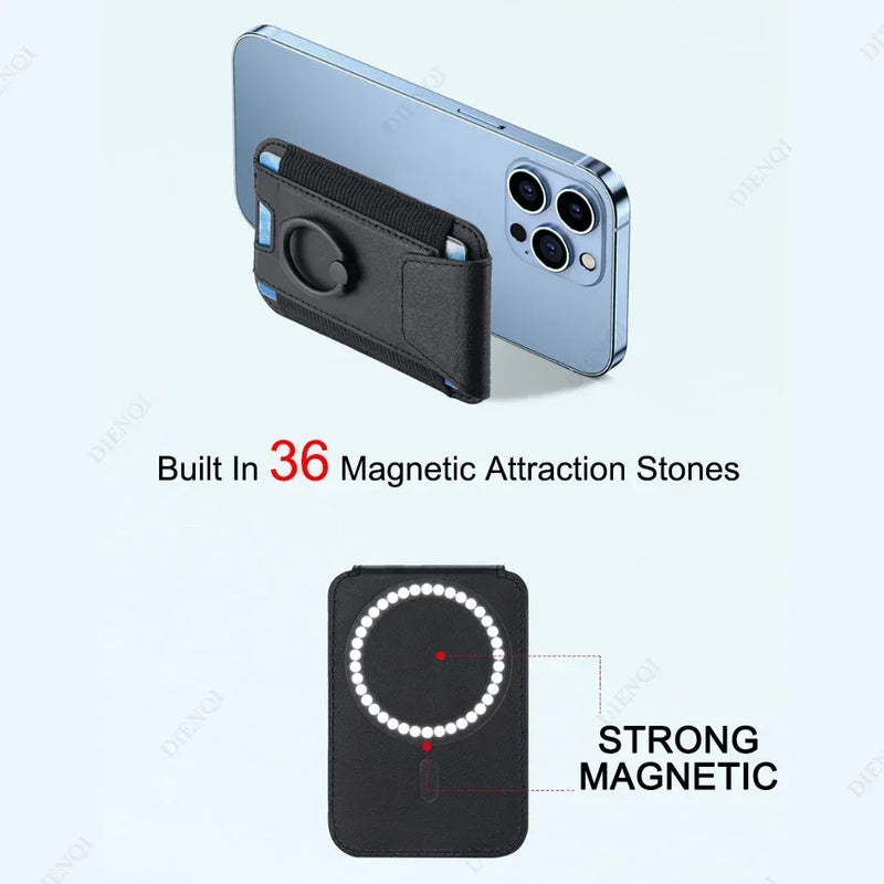 Slim Magnetic Wallet Case with Ring Stand
