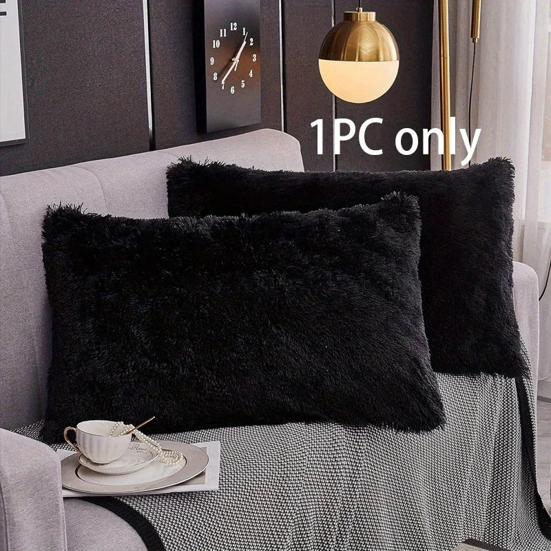Plush Faux Fur Pillowcase with Hidden Zipper