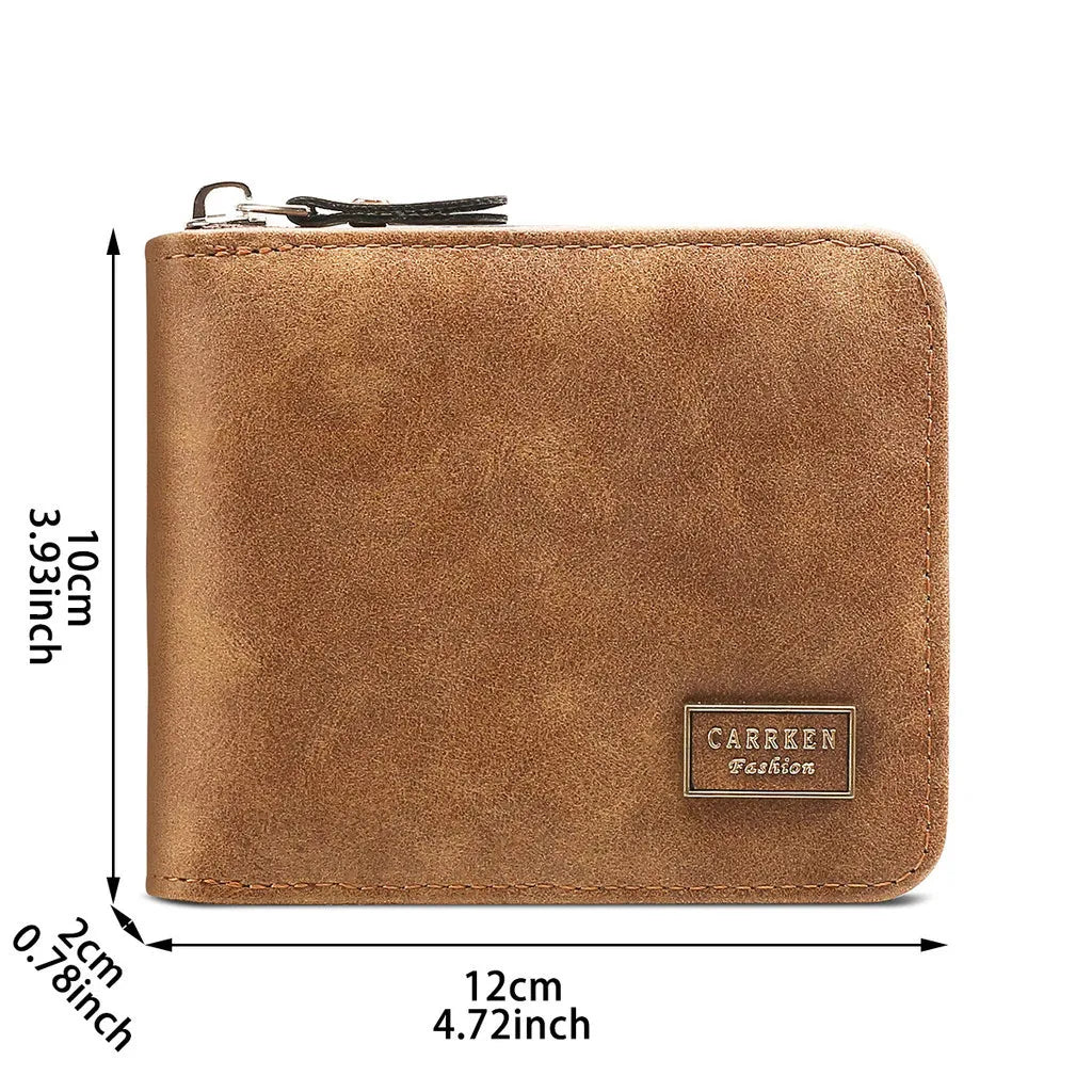 Personalized Engraved Leather Wallet for Men with Coin Pocket