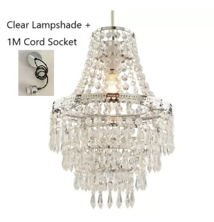 Abat-jour de lampe chromé à 5 étages en perles