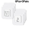 Six pairs of white invisible adhesive wall hooks for various rooms