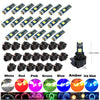 A collection of T5 LED instrument panel bulbs in various colors including white, red, pink, green, blue, and amber.