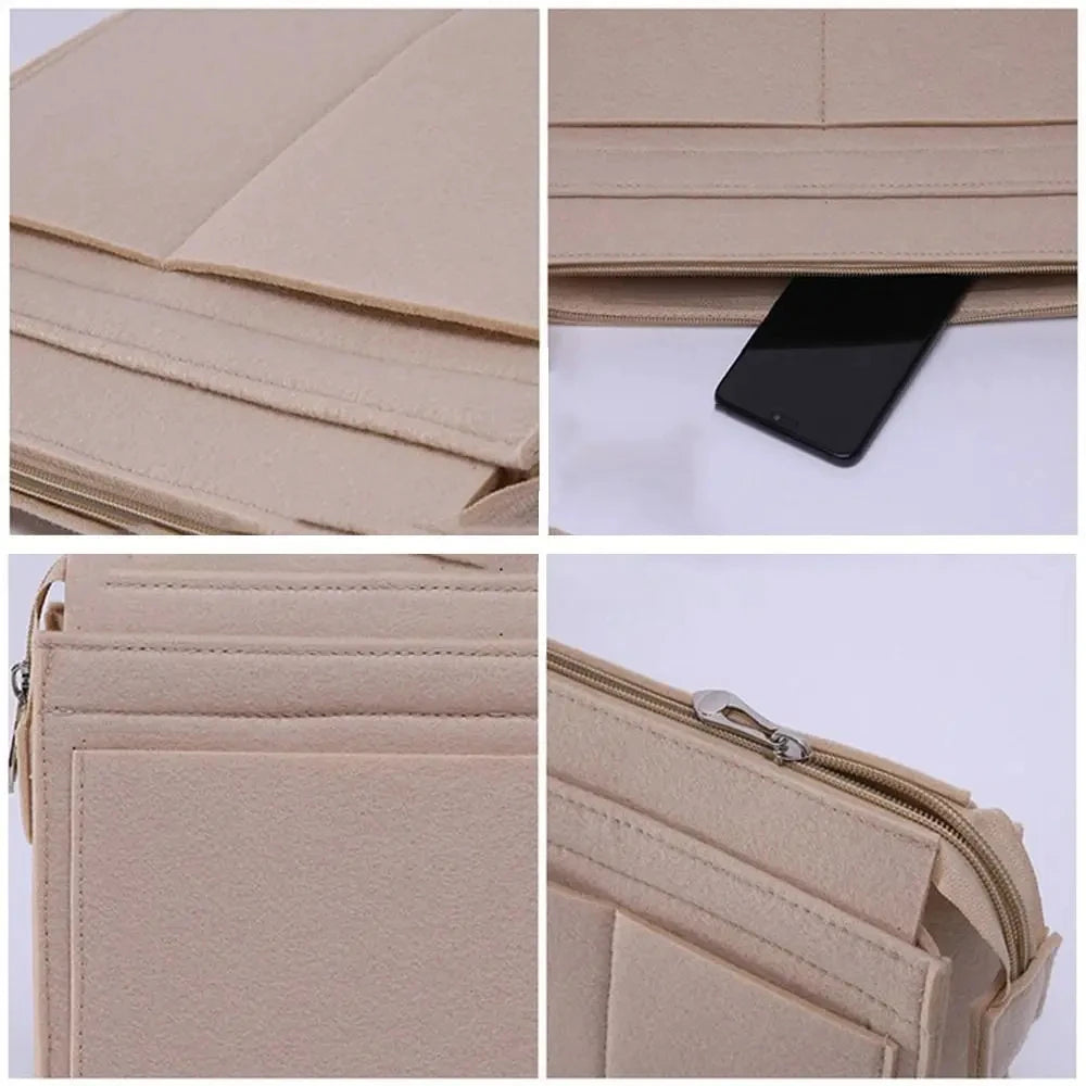 Multi-Pocket Felt Purse Organizer