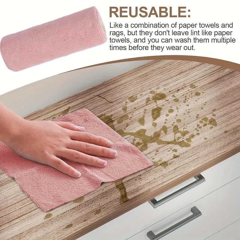 Reusable Microfiber Cleaning Cloth Roll (20 Sheets) – Multi-Surface Kitchen & Household Towels