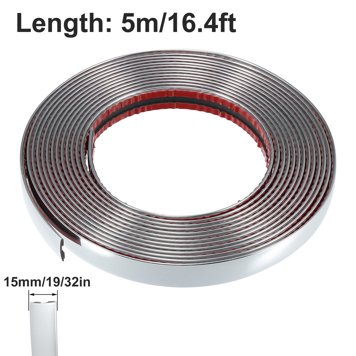 A roll of chrome car door edge guard trim strip measuring 5 meters long.