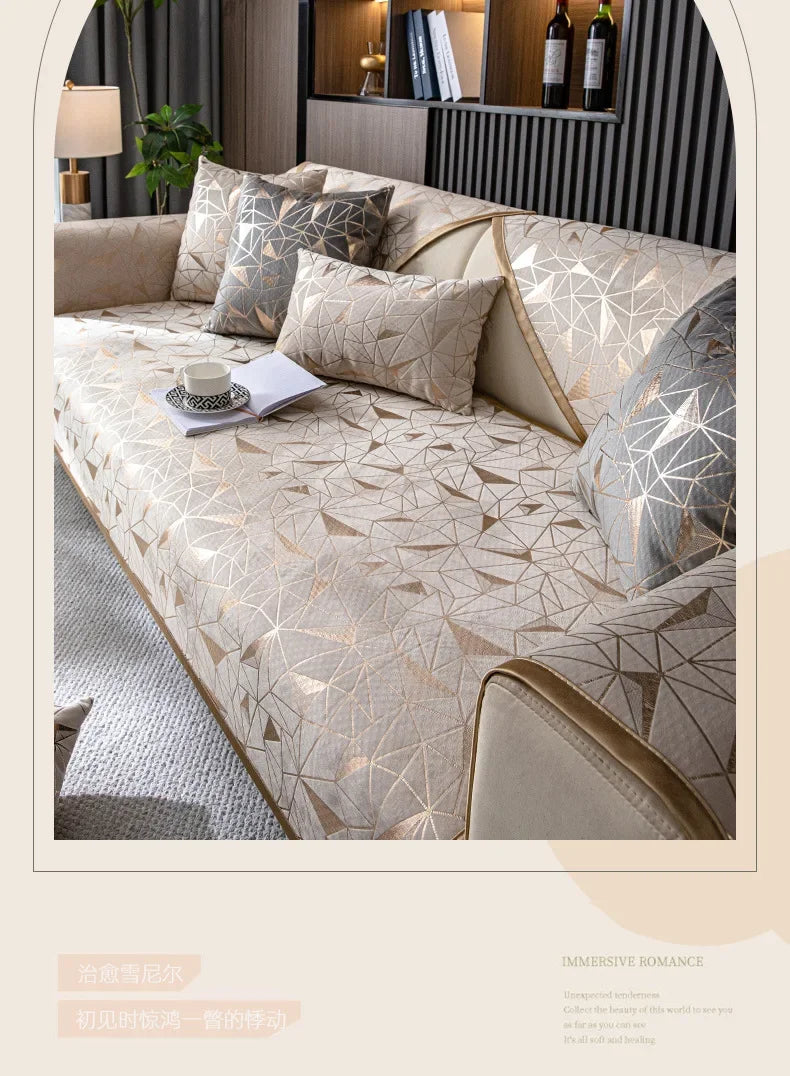 Luxury Chenille Sofa Cover with Anti-Slip Backing