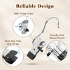 Stainless steel clothespins with hooks shown in various angles demonstrating 360 degree flips and non-slip dip wrap features