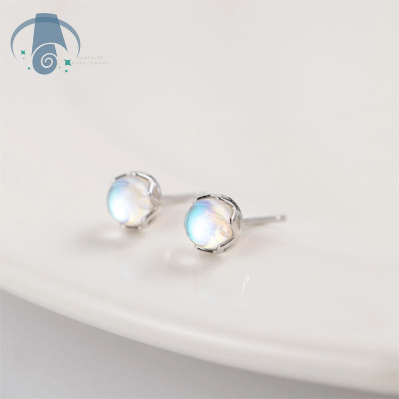 Minimalist Moonstone Stud Earrings