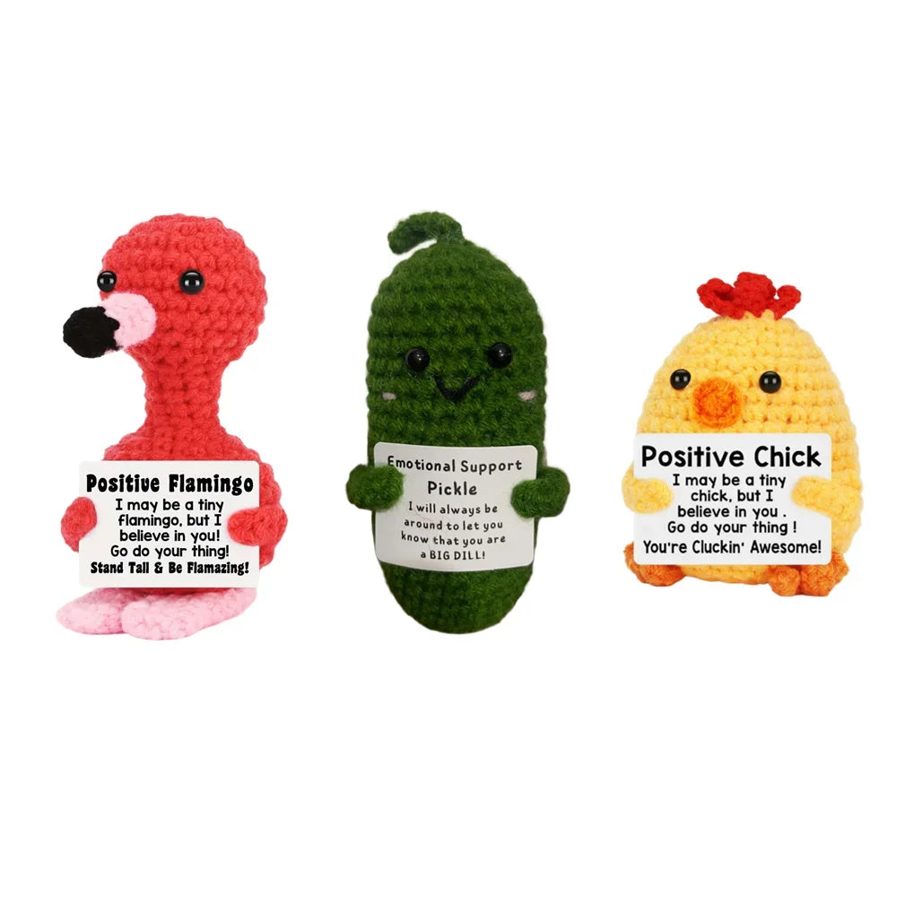 Handmade Wool Knit Potato Plush Doll with Inspirational Card