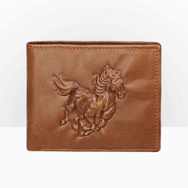 Portefeuille Bifold en Cuir de Vache Embossé Vintage