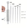 Stainless steel piercing ball grabber tool kit showing various gauge needles and a main tool.