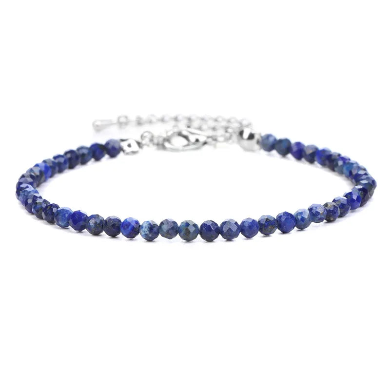 Natural Stone Bead Bracelet with Adjustable Lace-Up Closure