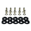 A set of ten M6 Fender washer bolts made of aluminum alloy.