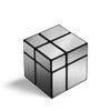 A set of three mirror cube puzzles in different sizes, featuring high-reflectivity silver and black surfaces.