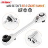 Compact Double-Ended Ratchet Wrench with Quick-Release Sockets