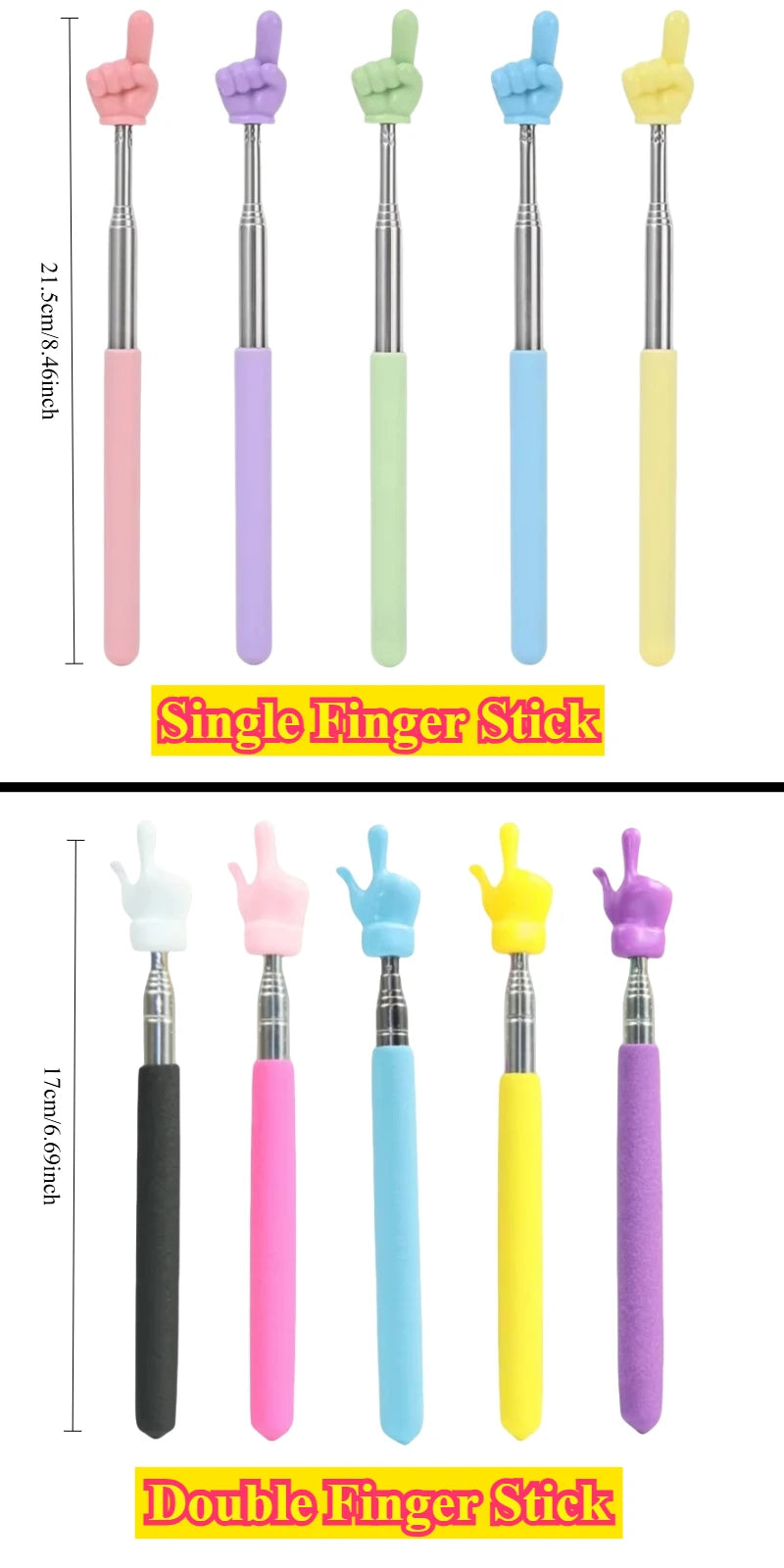 Telescopic Stainless Steel Teaching Pointer with Finger Design