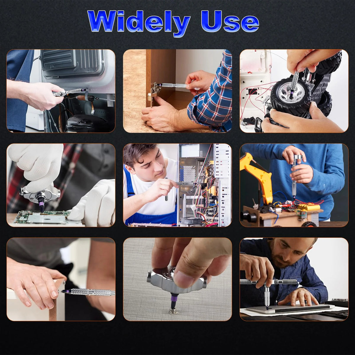 Gearless Ratchet Screwdriver Set with Magnetic S2 Steel Bits